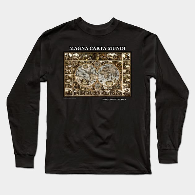 Magna Carta Mundi Nicolaus Vischerius 1670 Long Sleeve T-Shirt by Airbrush World